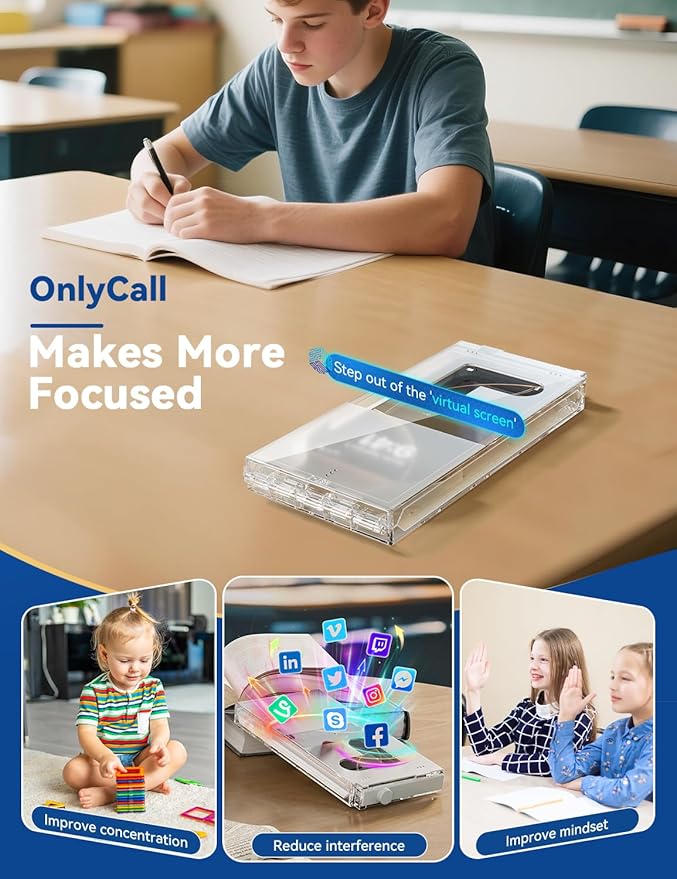 Portable Phone Lock Box with for iPhone and Android Phones, Self-Control Phone Jail to Help Kids,Students, Adults Focus Back, Preventing unauthorized filming during meetings and opera performances