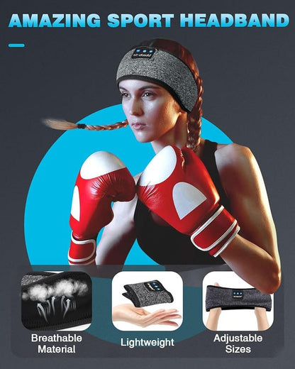 LC-dolida Headband Headphones Bluetooth 5.4 Headband, Sleep Headphones with Ultra-Thin HD Stereo Speaker, Sleep Headband Earphones Wireless for Workout Yoga Insomnia Running Meditation Gifts