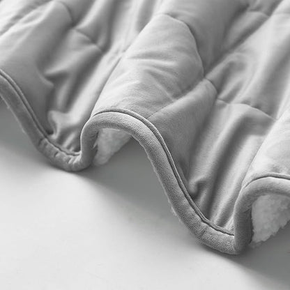 YnM Sherpa Weighted Blanket (Light Grey, 60''x80'' 20lbs) Ultra Fuzzy & Cosy Sherpa Weighted Blanket Throw, Cosy & Relaxing Blanket, Home Decor Piece