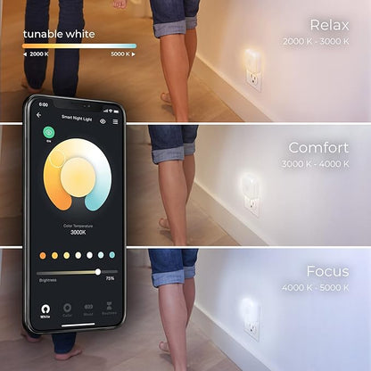 GLOBE Electric Wi-Fi Smart Ambient Night Light with Motion Detection, No Hub Required, Voice Activated, Multicolor Changing RGB, Tunable White 2000K - 5000K