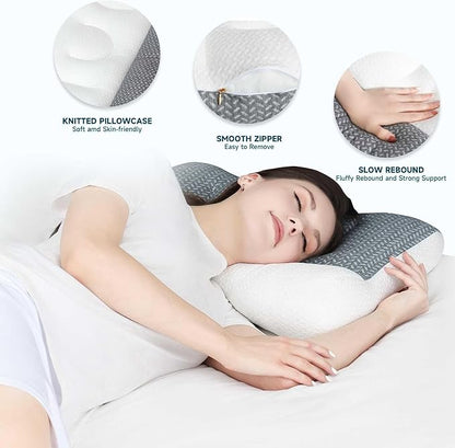 Pillow for Sleep Apnea Orthopedic Deep Sleep Pillow, Pro Ease Sleep Apnea Pillow, Ergonomic Pillow for Neck and Shoulder, Pillow for Side, Back, Stomach Sleepers
