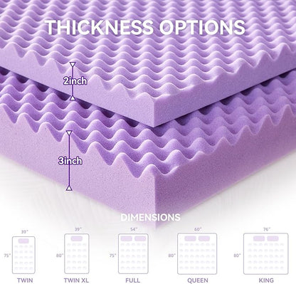 SINWEEK 1.5 Inch Egg Crate Memory Foam Mattress Topper Twin Size, Soft Mattress Pad for Back Pain Relief, Bed Topper, CertiPUR-US Certified