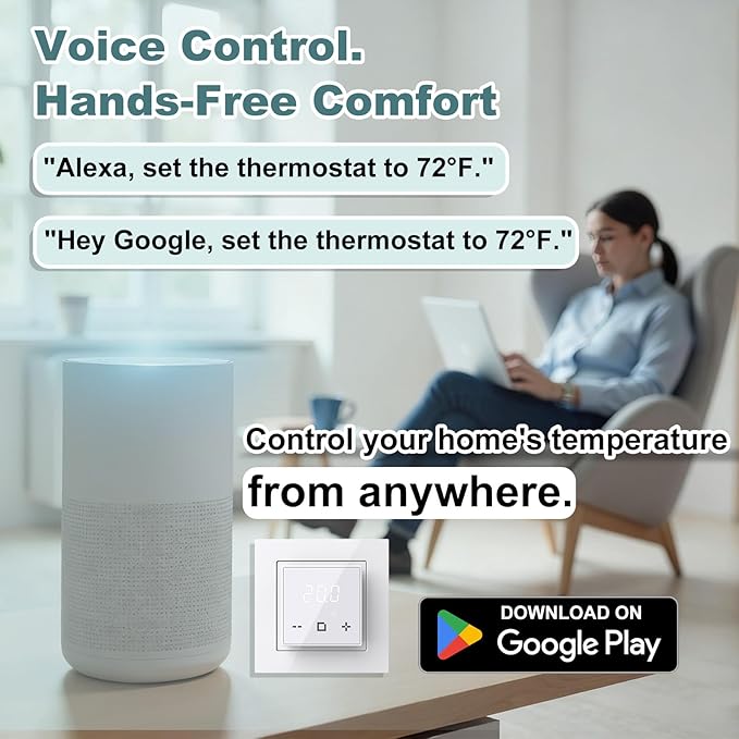 HEATIT Programmable Thermostat, WiFi Smart Thermostat for Electric Radiant Floor Heating with Touchscreen, 120V-240V Wide Voltage Range, Dual Sensing, White