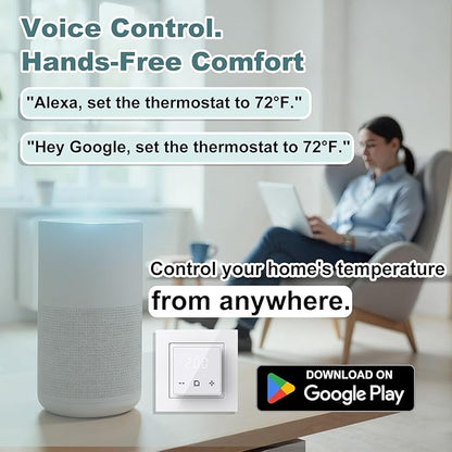 HEATIT Programmable Thermostat, WiFi Smart Thermostat for Electric Radiant Floor Heating with Touchscreen, 120V-240V Wide Voltage Range, Dual Sensing, White