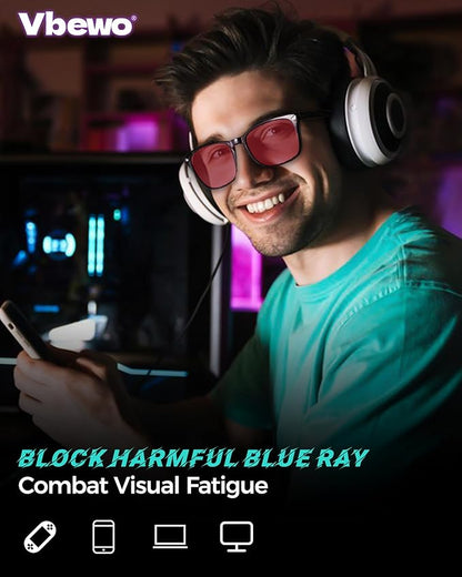 2 Packs Professional Sleep Glasses with 99.9% Blue Light Blocking Dual AR Coatings Lens ((02)-black+black, Red Lens(Max Protect))