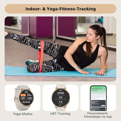 Smart Watch for Women with Built-in GPS & Alexa (Make/Answer Call), 1.32" AMOLED Fitness Tracker with Altimeter Compass for Hiking Running, HRV/Sleep/SpO2 Monitor, 5ATM Waterproof for iPhone Android