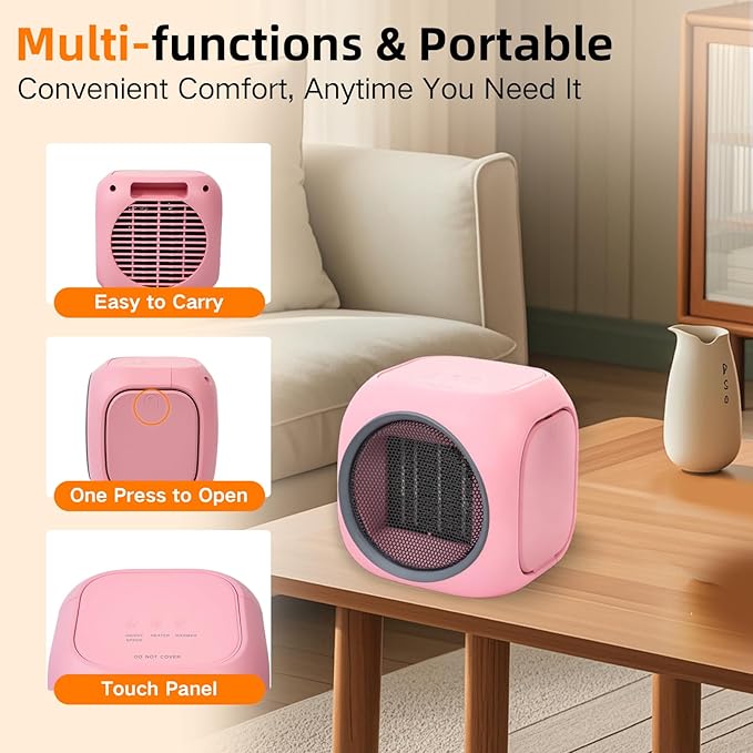 Upgraded Space Heater & Candle Warmer Plate, Space Heater for Indoor Use with Thermostat, Coffee Mug Warmer, 800W Portable Electric Heater for Bedrooms, Offices, Home