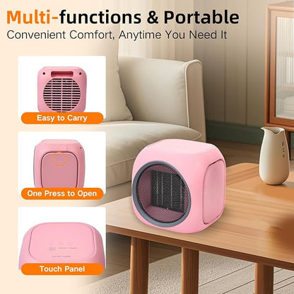 Upgraded Space Heater & Candle Warmer Plate, Space Heater for Indoor Use with Thermostat, Coffee Mug Warmer, 800W Portable Electric Heater for Bedrooms, Offices, Home
