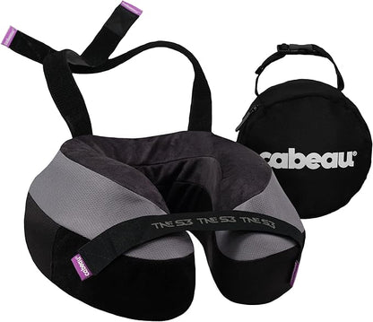 Cabeau Travel Neck Pillows for Airplanes – The Neck’s Evolution, TNE S3 – Supportive Memory Foam Design for Long Haul Flights – Attachable Seat Straps and 360° Support (Berlin Grey)