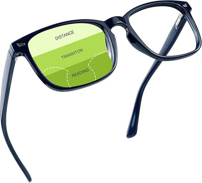 YEIN Progressive Multifocus Reading Glasses, Spring Hinge Blue Light Blocking Glasses for Women Men, No Line Multifocal Readers with Clear Lenses (+0.00/+2.25 magnification)