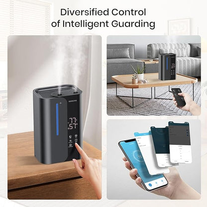 5L Smart Air Humidifiers for Bedroom with Essential Oils, Top Fill 50H Runtime Cool Mist Large Humidifiers for Home Bedroom Nursery, 28 dB Quiet Humidifier for Baby & Plants
