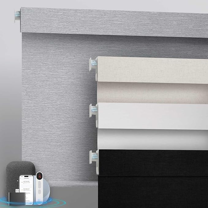Motorized Blinds with Remote, No Drill No Tools Automatic Roller Shades, Blackout Electric Blind for Indoor Windows, Light-Filtering Smart Blinds, Rechargeable, Customized Size Color
