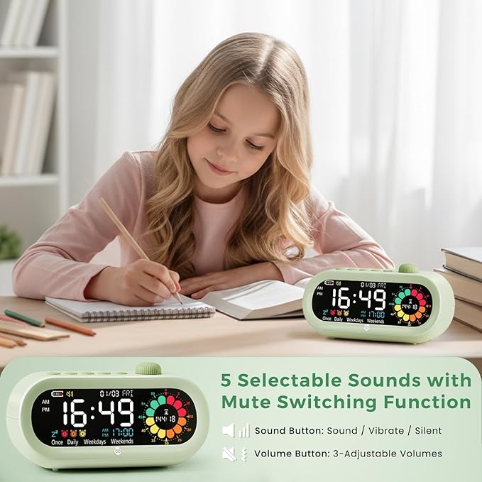 Mooking Digital Alarm Clock for Bedroom, Visual Timer for Kids, 199 Minute Rechargeable Digital Clock with Timers for Home School Supplies Study Teaching Time Timer Management Tool Countdown Timers