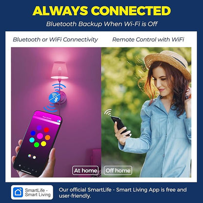 Lightinginside E12 Smart Light Bulbs 60W Equiv., 500LM 6W RGBCW Candelabra Chandelier Candle Bulb Works with Alexa/Google Home/Smart Life, 2.4G WiFi Bluetooth Bulbs, No Hub Required, ETL Listed, 3PCS