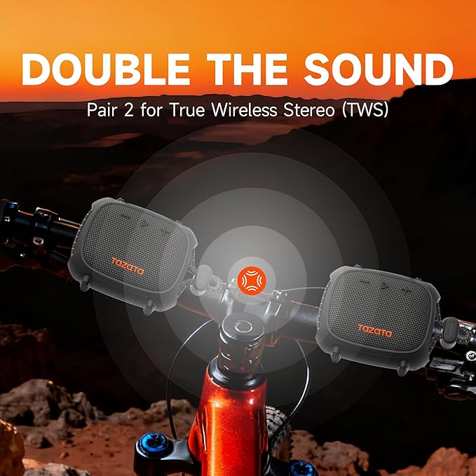 Bike Speakers,IPX7 Waterproof Portable Speaker Bluetooth Wireless with 11H Playtime,TWS Pairing,Built-in Strap for Ebike,Fishing,Shower,Camping,Travel Gift