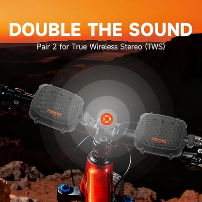 Bike Speakers,IPX7 Waterproof Portable Speaker Bluetooth Wireless with 11H Playtime,TWS Pairing,Built-in Strap for Ebike,Fishing,Shower,Camping,Travel Gift