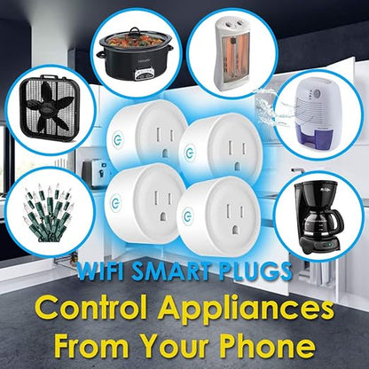 Deco Gear 4 Pack WiFi Smart Plug (Compatible with Amazon Alexa & Google Home), Control Appliances and Electronics from Anywhere