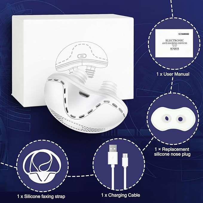Electric Anti Snore Device, Adjustable Wind Speed Snoring Solution, Mini Anti Snoring Devices Nose Vents Plugs,Stop Snoring for Men & Women