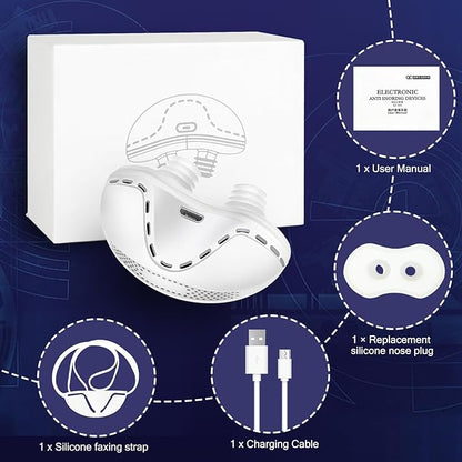 Electric Anti Snore Device, Adjustable Wind Speed Snoring Solution, Mini Anti Snoring Devices Nose Vents Plugs,Stop Snoring for Men & Women