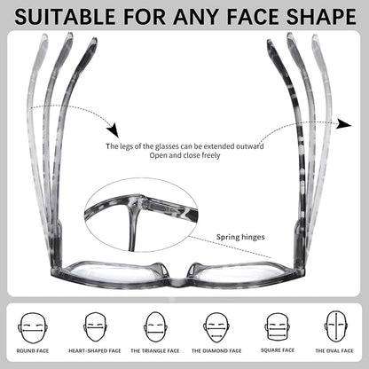VIDEBLA 5 Pack Blue Light Blocking Reading Glasses,Spring Hinge Readers for Women Men,Anti UV Ray Filter Nerd Eyeglasses