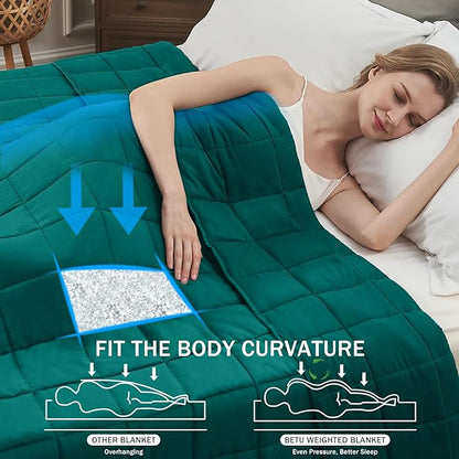 Green Weighted Blanket for Adults 15lbs, 60"x80", Queen Size Cooling Heavy Throw Blanket for 120-160lbs, Microfiber Soft Thick Big Blankets Weighted Comforter Breathable Gift for Sleeping
