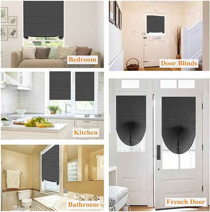 Window Blinds Cordless Blackout No Drill Cut to Size Clip On Stick On Self Adhesive Temporary Blinds Pleated Paper Blinds for Windows Doors Shades for Home Nursery Bedroom Kitchen Bathroom
