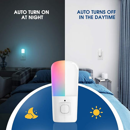 L LOHAS LED Night Light Kids, Plug in LED Night Lights for Kid, 9-Color Changing, Bright Nightlight with Dusk to Dawn Sensor, Plug-in Night Light for Hallway Stairway Bedroom Christmas Gift, 2 Pack