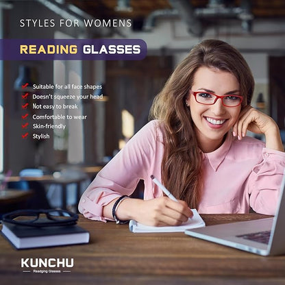 Reading Glasses for Women Men - 5 Pack Blue Light Blocking Spring Hinge Computer Readers Anti Glare UV Eyeglasses