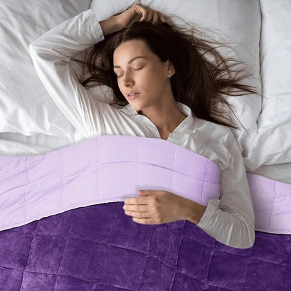 MOTRIP Weighted Blanket 15 lbs Queen Size Flannel Bed Blanket with Sanded Reversible, 60''x80'' 15 pounds Purple