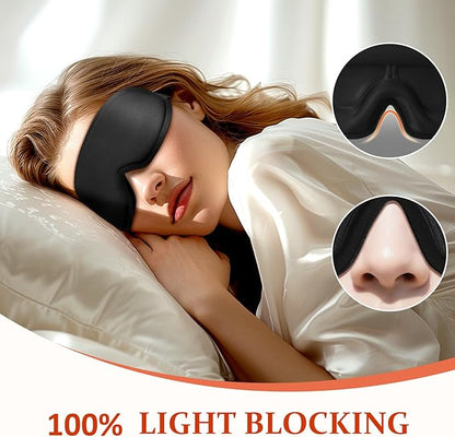 Funny 3D Zero Pressure Sleep Eye Mask for Men Women Side Sleeper, Adjustable Blackout Soft Breathable Eye Masks for Travel Nap Night Sleep, Humorous Gift Stocking Stuffers (Black)