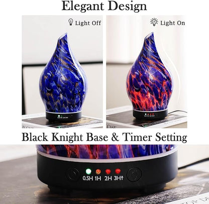 Porseme 150ml Essential Oil Diffuser Glass Color Changing Aroma Air Diffusers Aromatherapy Ultrasonic Cool Mist Humidifier 6 Running Hours Waterless Auto-Off for Sleeping Yoga Office Spa (Deep Blue)