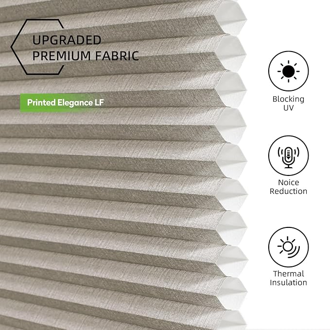 ZSTARR Motorized Skylight Shades Blackout Cellular Honeycomb Electric Blinds with Solar Panel Cordless Rechargeable with Remote for Roof and Slanted Windows Custom Size (LF Printed Taupe)