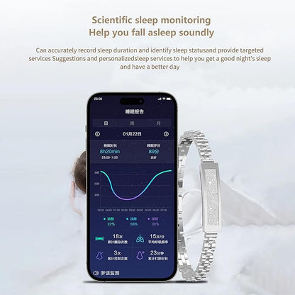 Smart Stylish Bracelet with Heart Rate,Blood Oxygen,Sleep Tracking,IP68 Waterproof,Magnetic Charging(Silver)