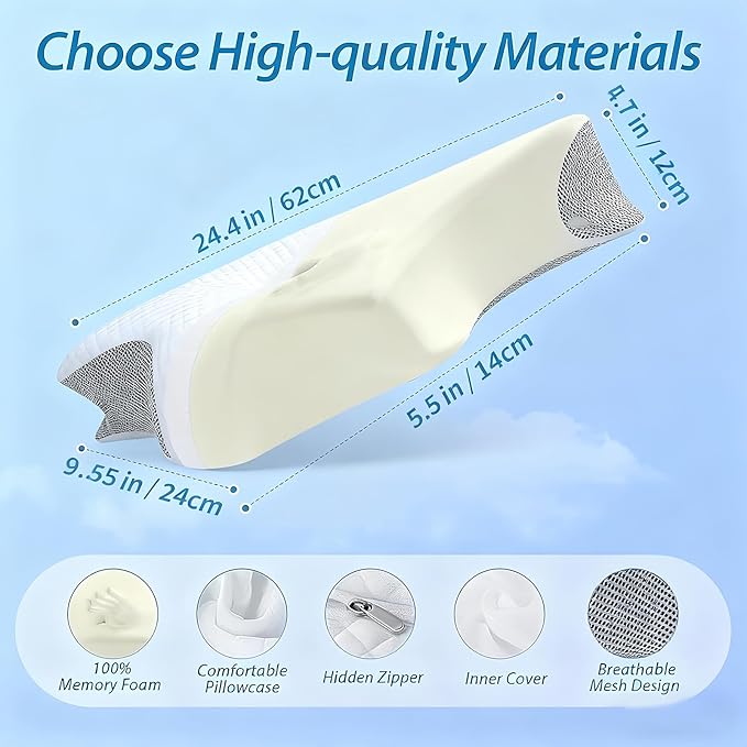 Sleep Apnea Pillow Pillows for Side Sleepers, Ergonomic Pillow, Breathable and Not Stuffy, Made Memory Foam, for Neck Support, for Side, Back, Stomach Sleepers