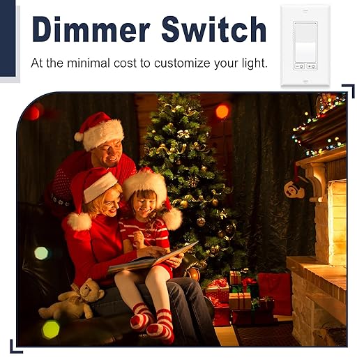 Dimmer Light Switch,Greencycle 4PK 3 Way Dimmer Switch for Dimmable 150W LED CFL Light,600W Halogen and Incandescent,15A 120V,Neutral Wire Not Required,Residential/Commercial,ETL Listed