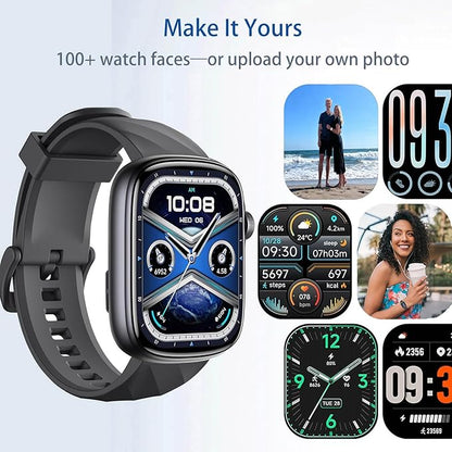 Smart Watch with Big Screen, Ultra HD 1.95" AMOLED Display (410×502 High Resolution) | 3ATM Waterproof | Heart Rate/Sleep Tracker | 130+ Sports/Fitness Modes, Bluetooth Calling, Smart Notifications