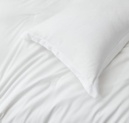 Chezmoi Collection Cliff 3-Piece Lightweight Cooling Comforter Set, Queen- Rayon Derived from Bamboo & Polyester Blended, Soft Breathable Bedding for Hot Sleepers, White