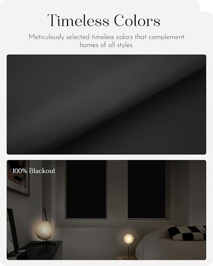 Graywind Smart Roller Shades 100% Blackout Window Blinds with APP Control Customized Automatic Shades for Home and Office(22" Wx72 H,Black)