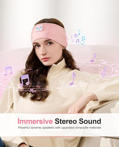 Perytong Sleep Headphones Wireless, Bluetooth Sports Headband Headphones with Ultra-Thin HD Stereo Speakers Perfect for Sleeping,Workout,Jogging,Yoga,Insomnia, Air Travel, Meditation (Bright Pink)
