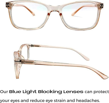 Readerest Blue Light Blocking Glasses – Thin Reflective Lens, Anti-Glare Computer Eyeglasses, UV Protection, Eye Strain Relief (Peach, 0.0 Magnification)