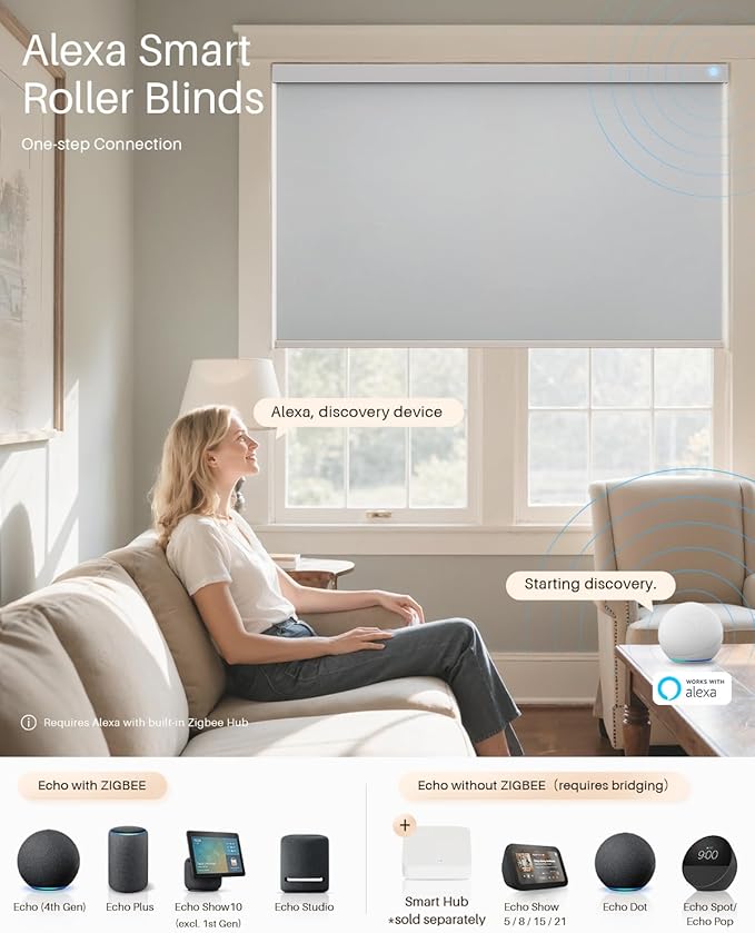 Smart Roller Shades for Windows, Alexa Blackout Motorized Blinds with Remote Control, Easy Install Automatic Electric Blinds for Indoor (57" W x 72" H, Gray)