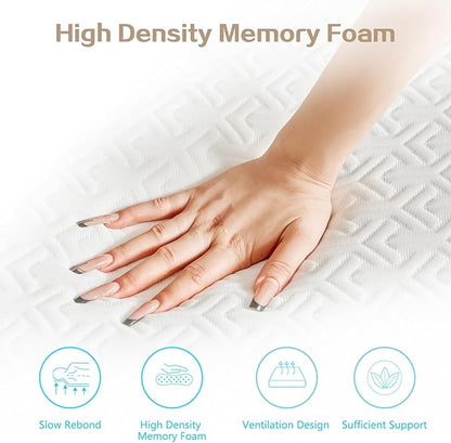 3 Inch Memory Foam Mattress Topper Twin Size - CertiPUR-US Certified - Gel Cooling Mattress Pad with Removable Bamboo Cover,Bed Topper for Pressure Relief(White) (White, Queen)