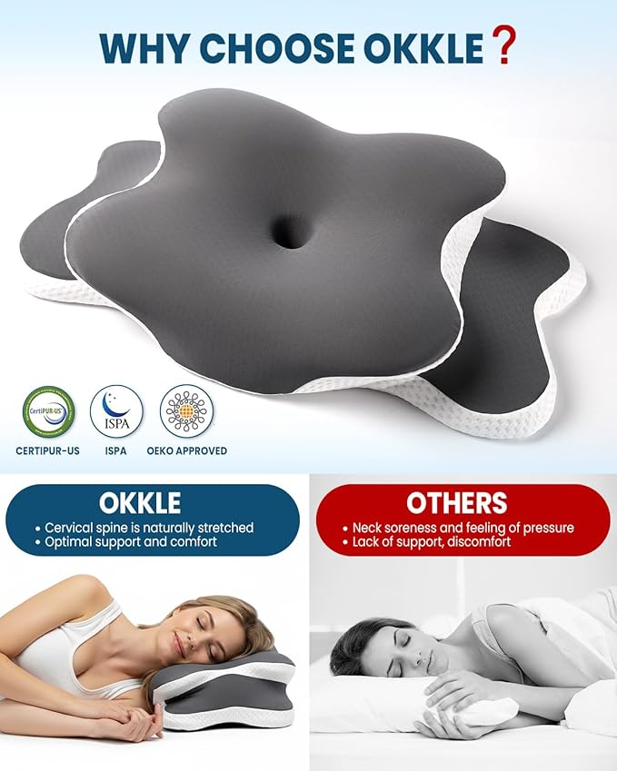 Cooling Pillow for Neck Support, Adjustable Cervical Pillow Cozy Sleeping, Odorless Ergonomic Contour Memory Foam Pillows, Orthopedic Bed Pillow for Side Back Stomach Sleeper