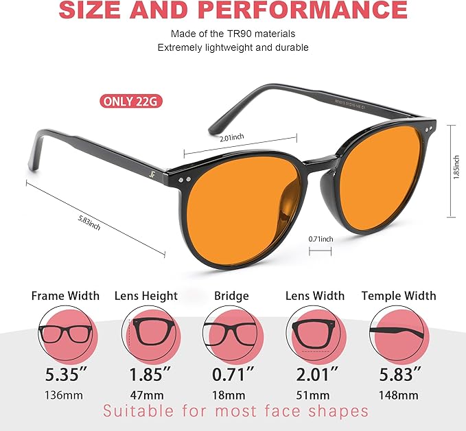 Sleep Blue Light Blocking Glasses for Men and Women, Computer Gaming Glasses Anti Eyestrain & UV Glare