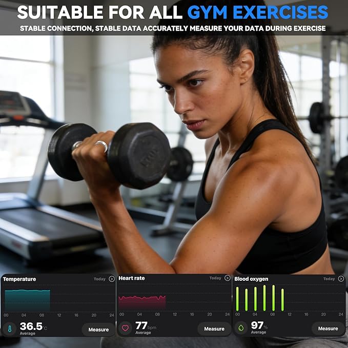 Smart Ring for Women Men,Sleep Tracking Wearable,Fitness Tracker Ring with Step/Heart Rate/Blood Oxygen/Distance/Calorie,Clock Vibration,No Subscription Fee,5ATM Waterproof, iOS&Android(Black 6)