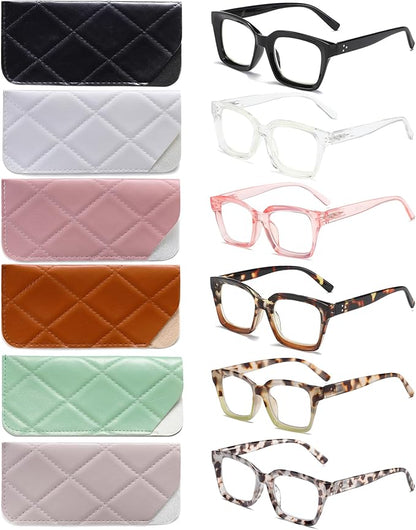 Readers for Women Oprah Style Square Reading Glasses with Spring Hinge Blue Light Blocking for Men Ladies