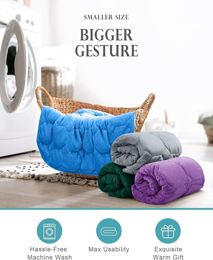 Cottonblue Weighted Blanket 7lbs for Adults, Luxury Crystal Velvet Weighted Lap Blanket for Relaxation, Lounging, Sleeping & Travel -Household Machine Washable, Pink, 29" x 24"