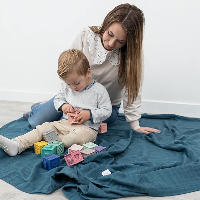 Natemia XL Muslin Baby Blanket - Ultra Soft, Breathable Baby Blankets for Girls, Boys, Parents - Newborn Essentials - Multi-Purpose Stroller Cover, Play Mat, Snuggly Throw Blanket - Cotton Rayon Blend