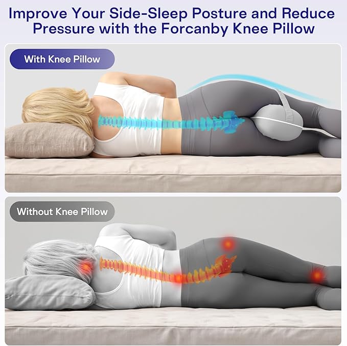 Leg & Knee Pillow for Side Sleepers - Smooth Spine Alignment Pillow - Memory Foam Knee Pillows for Back Hip Pain, Spine Aligning, Sciatica, Surgery Recovery, Pregnancy