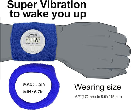 CoolFire Vibrating Alarm Clock - Silent Alarm Wristband Vibrating Alarm Watch. Silent Wrist Shock Alarm Clock. Vibration Alarm Bracelet Deep Sleeper & Vibrate Alarm